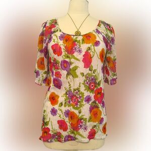 Fun floral open-shoulder top!